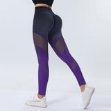 New Hollow Design Gradient Printed Yoga Pants Seamless High Waist Hip Lifting Fitness Leggings for Women Quick Drying Trousers