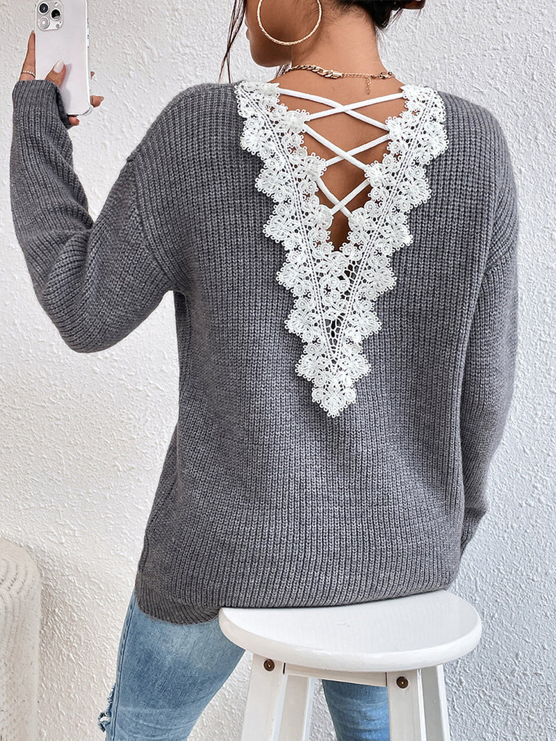 Y2K Clothes V-Neck Sweater Ladies Winter Backless Streetwear Bandage Cashmere Sweater Women High Quality Fashion Clothes