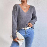 Y2K Clothes V-Neck Sweater Ladies Winter Backless Streetwear Bandage Cashmere Sweater Women High Quality Fashion Clothes