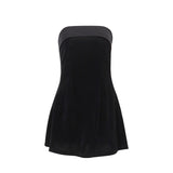 Ins Slim Tube-Top Dress Fashion Zipper A-Line Short Dresses Party Evening Clothing for Women