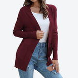 Drape Knit Cardigan - front view, lightweight viscose-nylon knit
