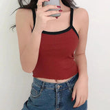 2024 Summer New Fashion Contrast Color Tank Top Women Casual Fitness Clothing off Shoulder Strapless Crop Top Camisole