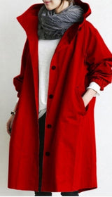 Casual Style Windbreaker Women'S Mid-Length Waist Long-Sleeved Jacket