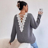 Y2K Clothes V-Neck Sweater Ladies Winter Backless Streetwear Bandage Cashmere Sweater Women High Quality Fashion Clothes