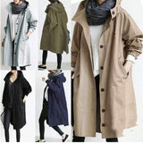 Casual Style Windbreaker Women'S Mid-Length Waist Long-Sleeved Jacket