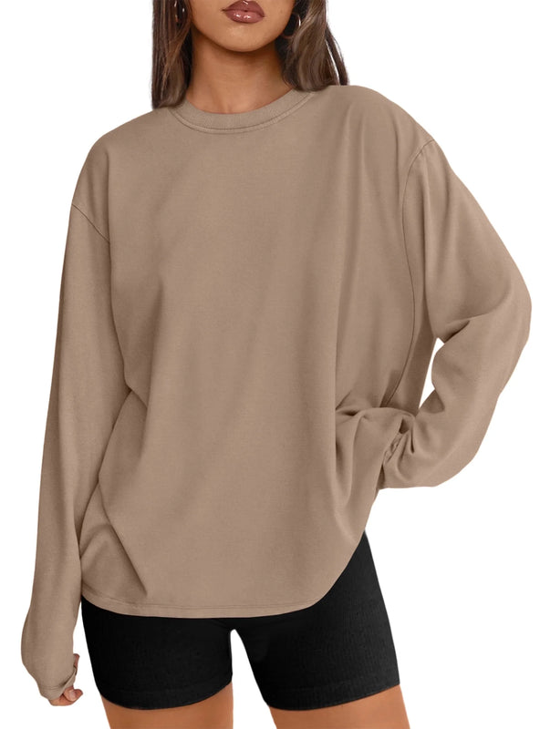 The Relaxed Long Sleeve - crewneck top in lightweight stretch blend