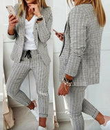 New Plaid Casual Women'S Straight Trousers Suit