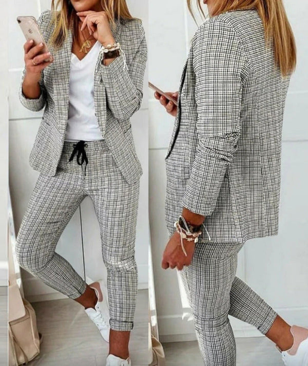 New Plaid Casual Women'S Straight Trousers Suit