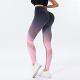 New Hollow Design Gradient Printed Yoga Pants Seamless High Waist Hip Lifting Fitness Leggings for Women Quick Drying Trousers