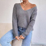 Y2K Clothes V-Neck Sweater Ladies Winter Backless Streetwear Bandage Cashmere Sweater Women High Quality Fashion Clothes