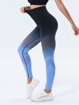 New Hollow Design Gradient Printed Yoga Pants Seamless High Waist Hip Lifting Fitness Leggings for Women Quick Drying Trousers