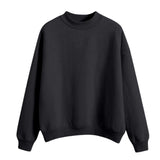 Womens Sweatshirts Oversized Crewneck Pullover Hoodies Trendy Cute Long Sleeve Drop Shoulder Solid Color Sweater Tops Black M